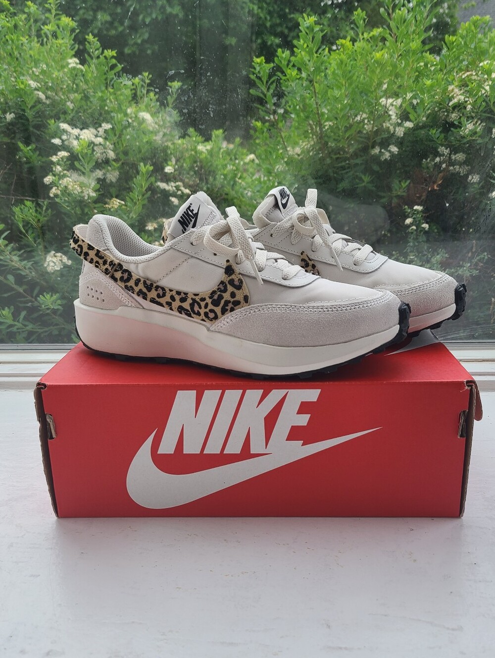 🐆 Nike Waffle Debut Cream and Leopard Print Sneakers - Picture 2 of 10